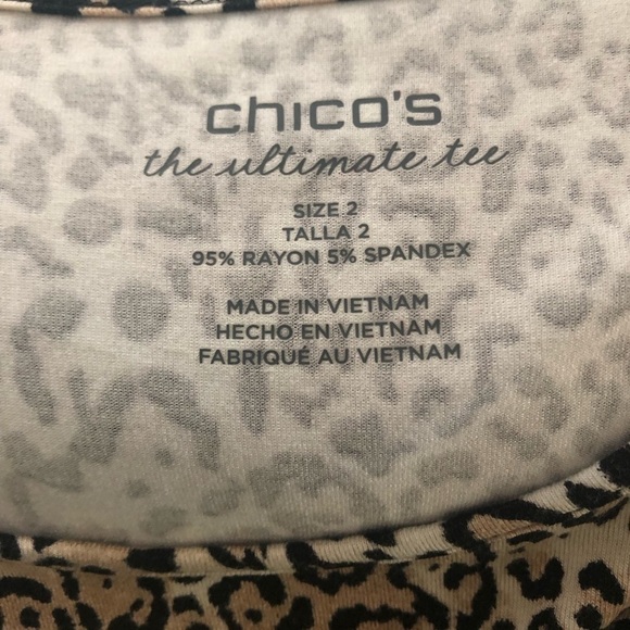 Chicos Leopard Animal Print size medium crew neck tunic pullover - Picture 5 of 9